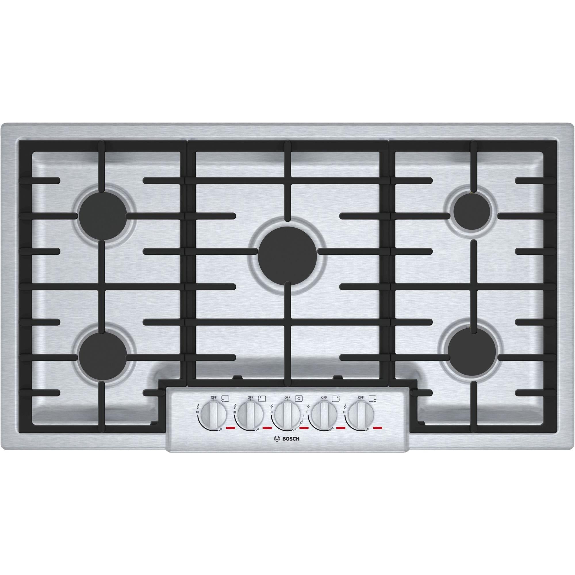 Bosch 36 inch Built in Gas Cooktop with OptiSim Burner NGMP656UC