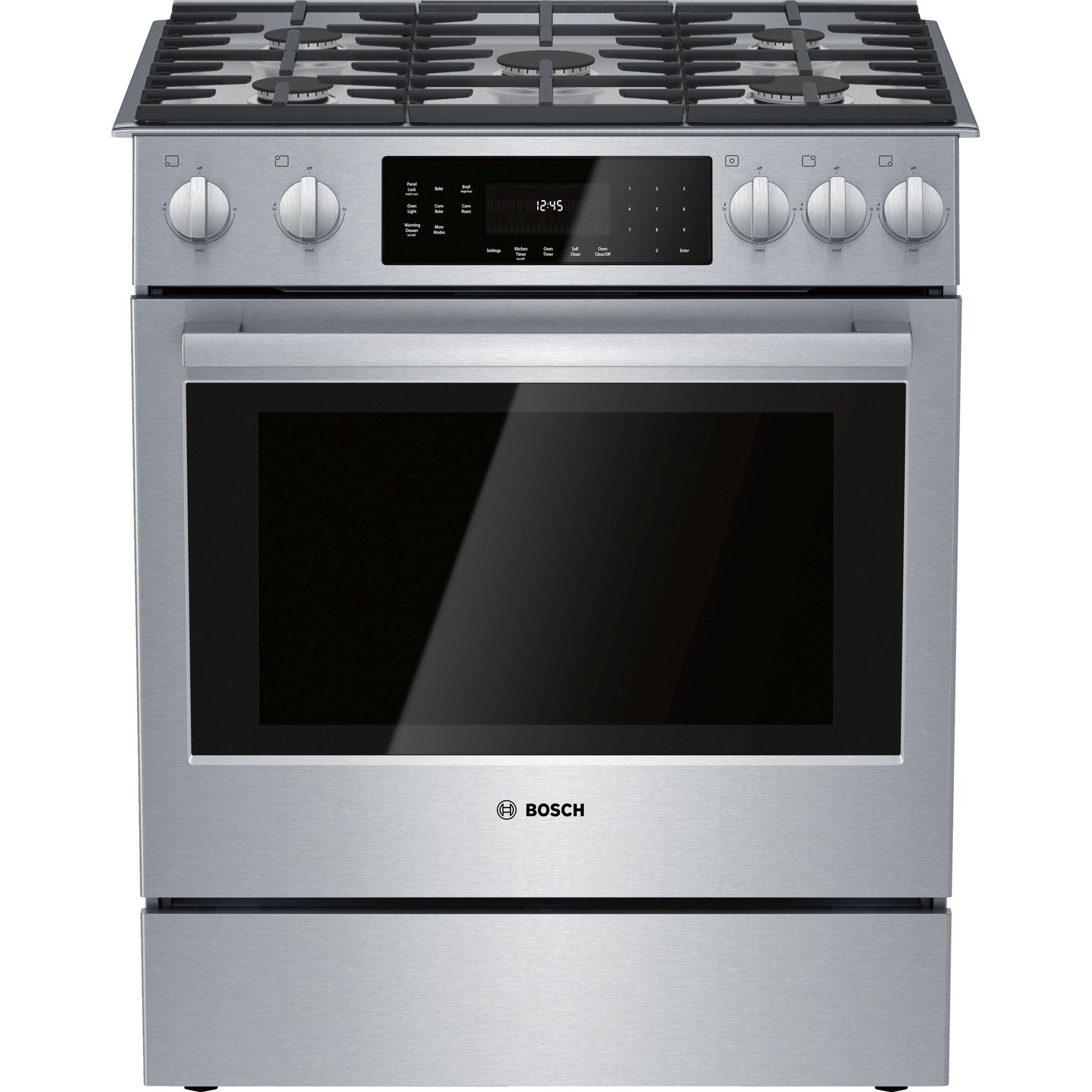 Bosch 30 inch Slide In Gas Range with 9 Specialized Cooking Modes HGI8